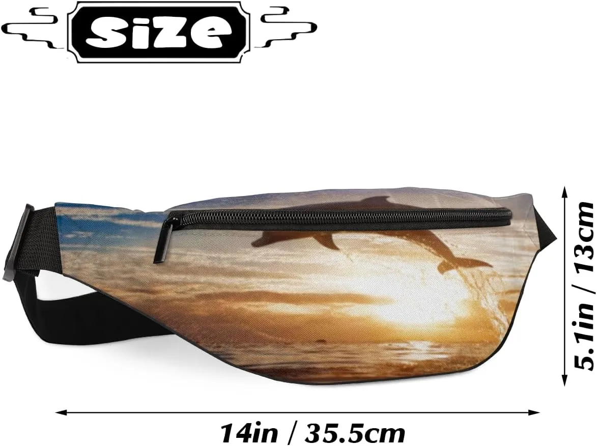 Fanny Pack for Women Men Dolphins Waist Pack Crossbody Bag with Adjustable Straps for Hiking Running Walking Travel Cycling