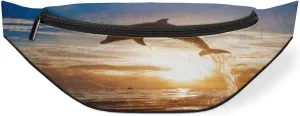 Fanny Pack for Women Men Dolphins Waist Pack Crossbody Bag with Adjustable Straps for Hiking Running Walking Travel Cycling