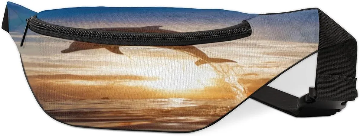 Fanny Pack for Women Men Dolphins Waist Pack Crossbody Bag with Adjustable Straps for Hiking Running Walking Travel Cycling