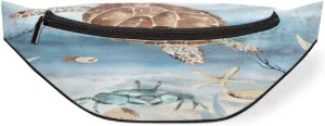 Fanny Pack for Women Men Marine Animal Turtle Fish Waist Pack Crossbody Bag with Adjustable Straps for Hiking Running Walking Travel Cycling
