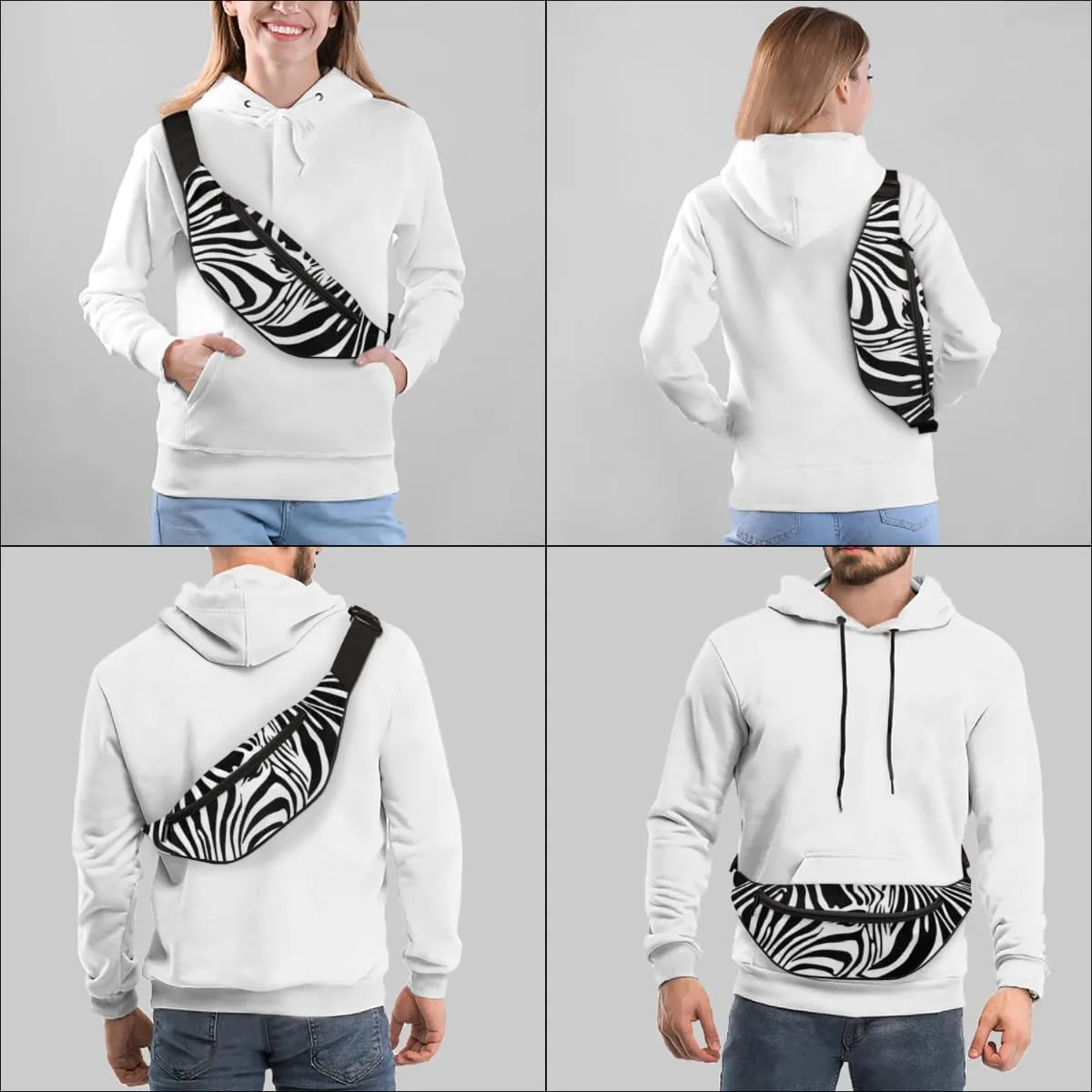 Fanny Pack for Women Men Waist Pack Zebra Crossbody Bag with Adjustable Straps for Hiking Running Walking Travel Cycling