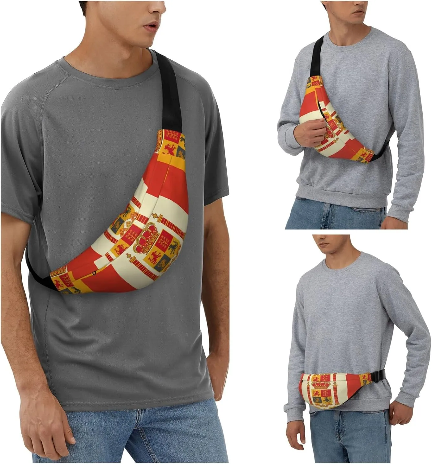 Fanny Pack Spanish Flag Pattern Waist Pack For Women Men Waterproof Belt Bag With Adjustable Belt Casual Crossbody Bag Travel Waist Bag For Sports Running Cycling