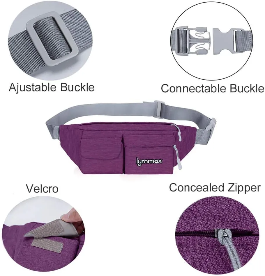 Fanny Pack Waist Bag 4 Pockets Running Belt Adjustable Water Resistant Waist Pack for Men Women Workout Travel Large Capacity