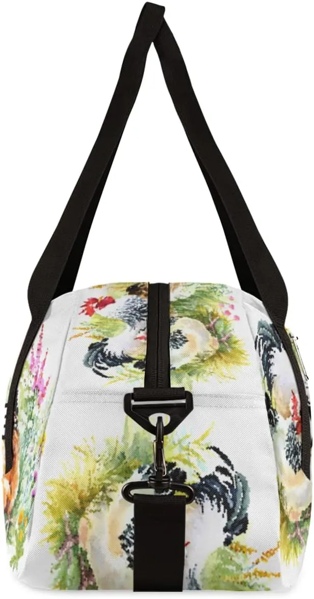Farmhouse Chicken Hen Personalized Kids Duffel Bag for Girls Boys, Rootser Debris Custom Dance Bag Overnight Small Duffel Bag Carry On Weekend Sports Travel Bag for School Practice Gymnastics Ballet