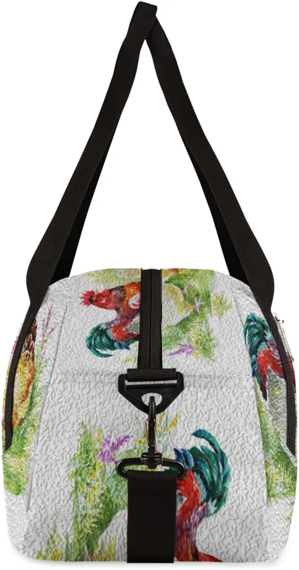 Farmhouse Chicken Hen Rooster Kids Duffel Bag for Girls Boys, Chicken Oil Painting Dance Bag Overnight Small Duffel Bag Carry On Weekend Sports Gym Travel Bag for School Practice Gymnastics Ballet