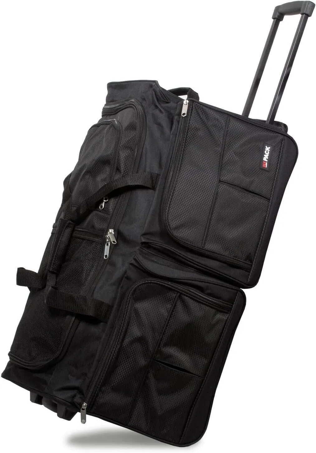 Farmhouse Fresh Heavy Duty Rolling Duffle Bag - Black, 28" X 15" X 14", 5.50 Lb - 600 D Polyester, in-Line Skate Wheels, Multiple Pockets, Adjustable Strap