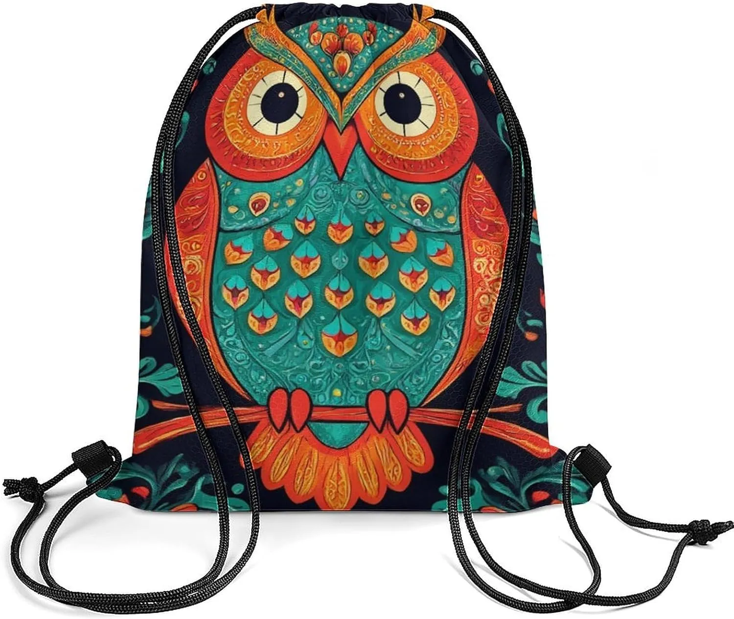 Fashion Shoulder Bag Handbag, Lightweight Ethnic Owl Durable Drawstring Bag Large Capacity Backpack Sackpack Bags for Men and Women