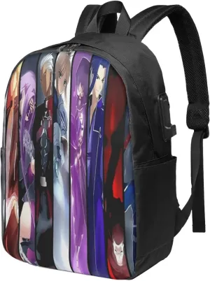 Fate Zero Fate Stay Night Laptop Backpack College Backpack Waterproof Durable Business Backpack With Usb Port Work Travel Casual Daypack 17 Inch