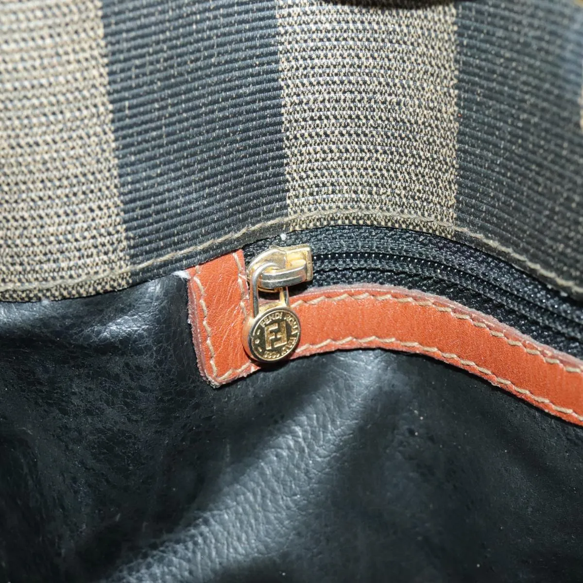 FENDI Pecan Canvas Shoulder Bag Brown Black ar12875