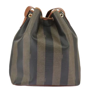 FENDI Pecan Canvas Shoulder Bag Brown Black ar12875