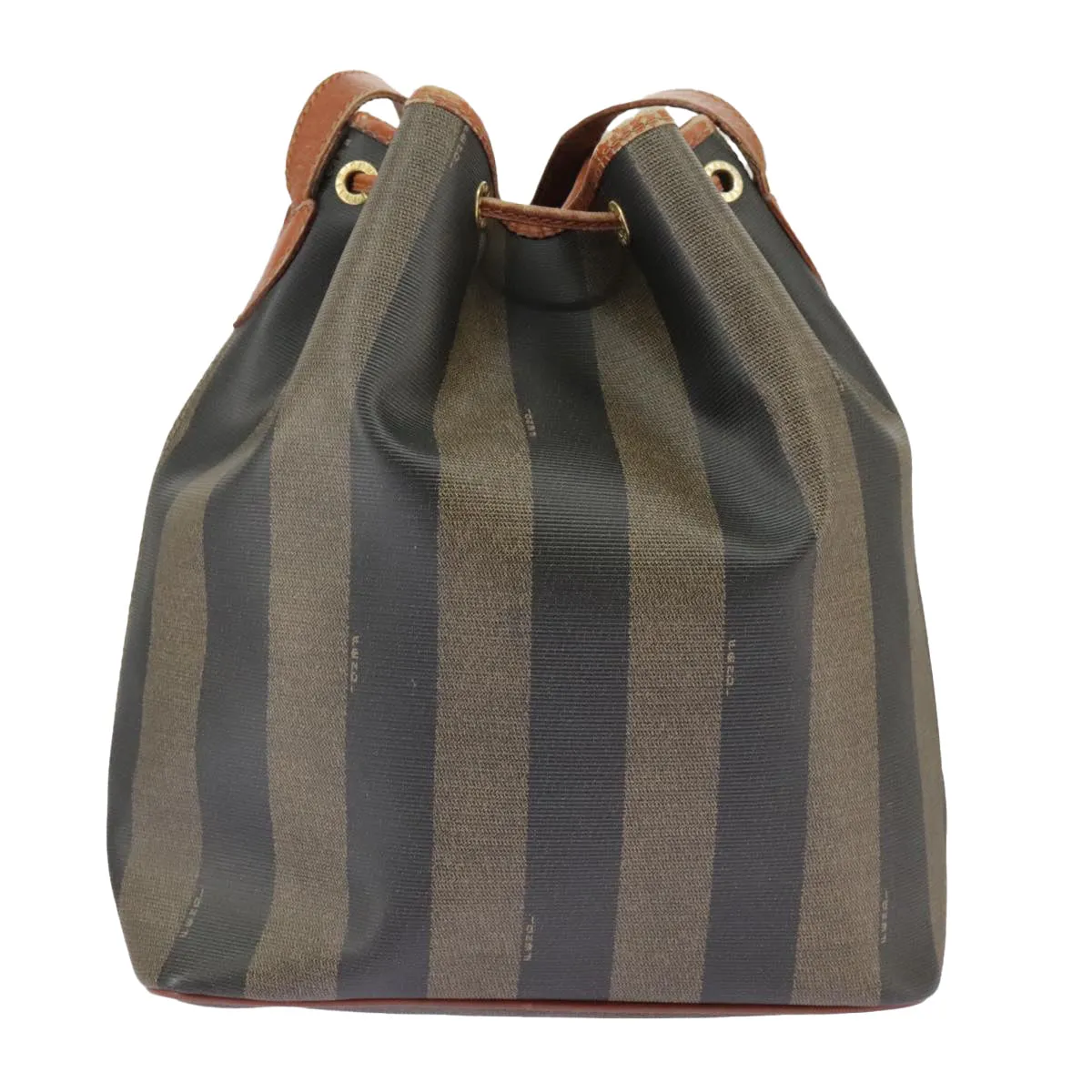 FENDI Pecan Canvas Shoulder Bag Brown Black ar12875