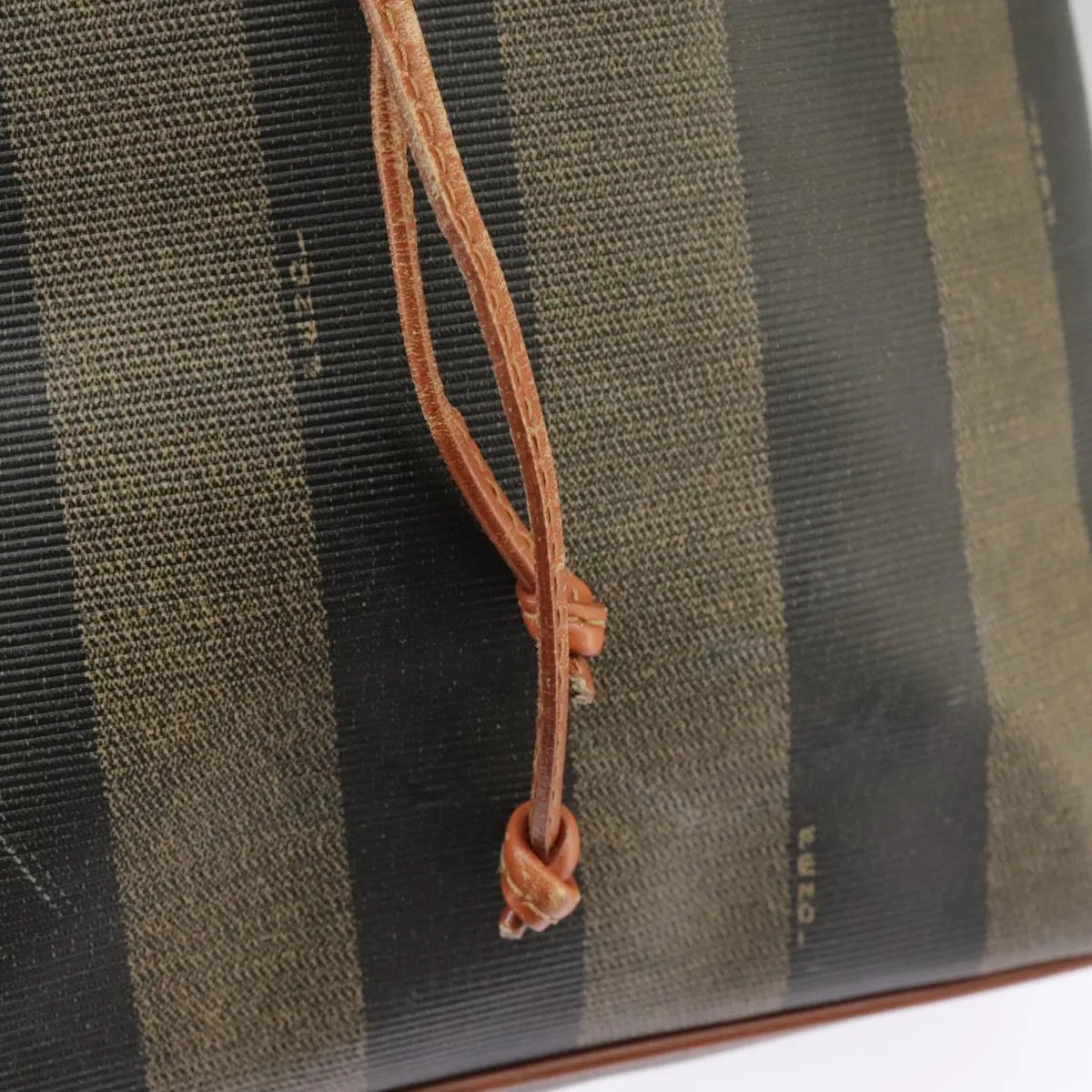 FENDI Pecan Canvas Shoulder Bag Brown Black ar12875