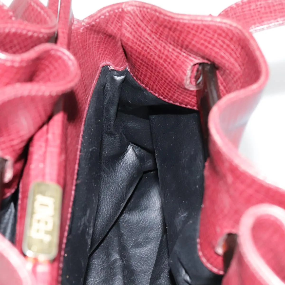 FENDI Shoulder Bag Leather Red yk15406