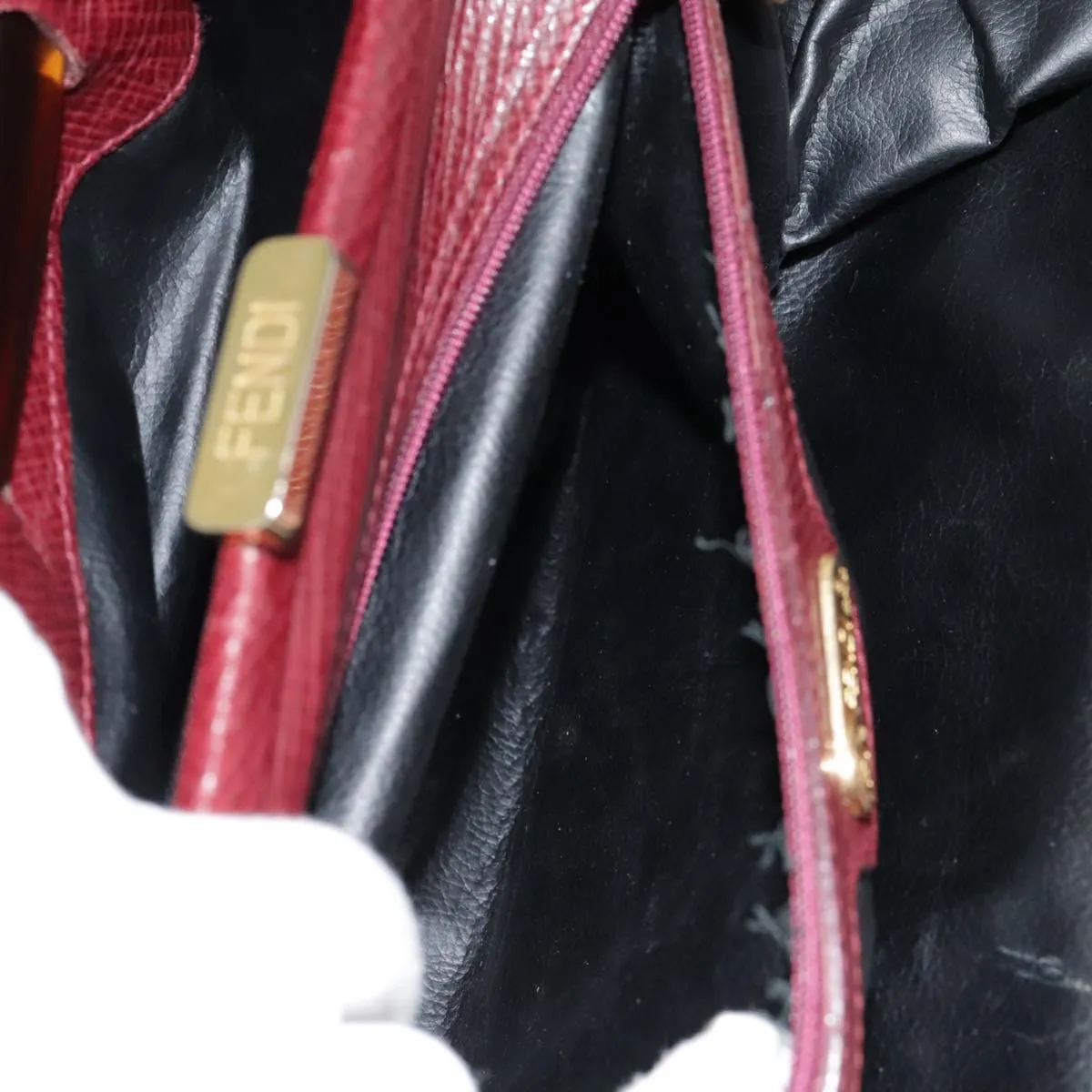 FENDI Shoulder Bag Leather Red yk15406