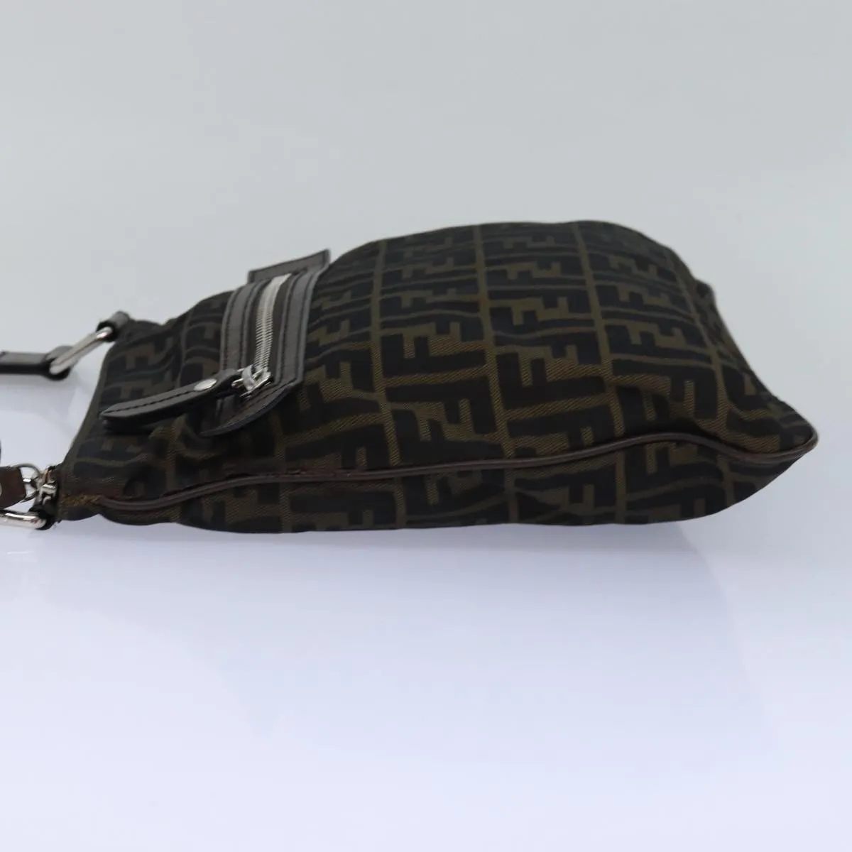 FENDI Zucca Canvas Shoulder Bag Brown Black bs15715