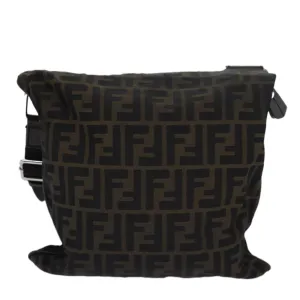 FENDI Zucca Canvas Shoulder Bag Brown Black bs15715