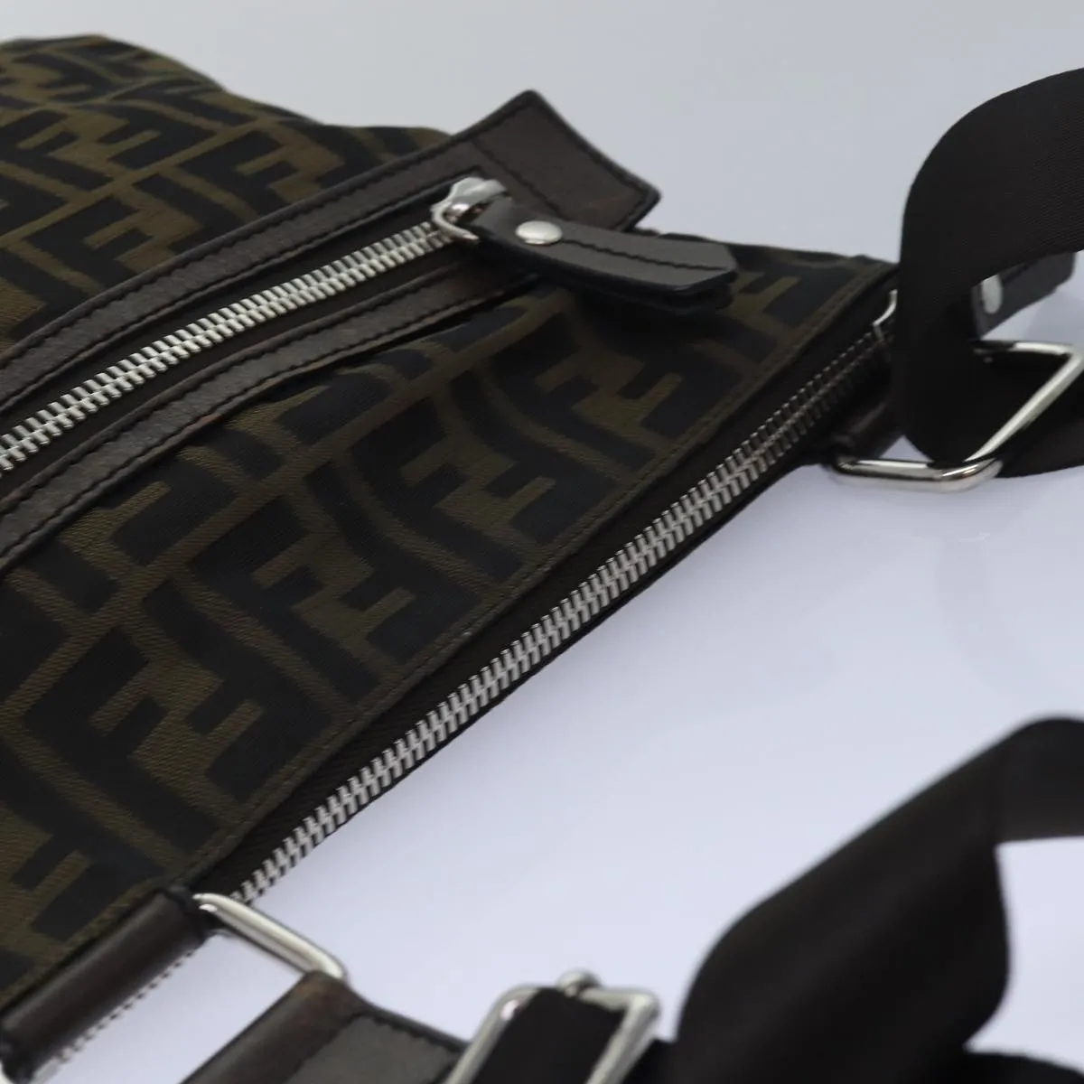 FENDI Zucca Canvas Shoulder Bag Brown Black bs15715