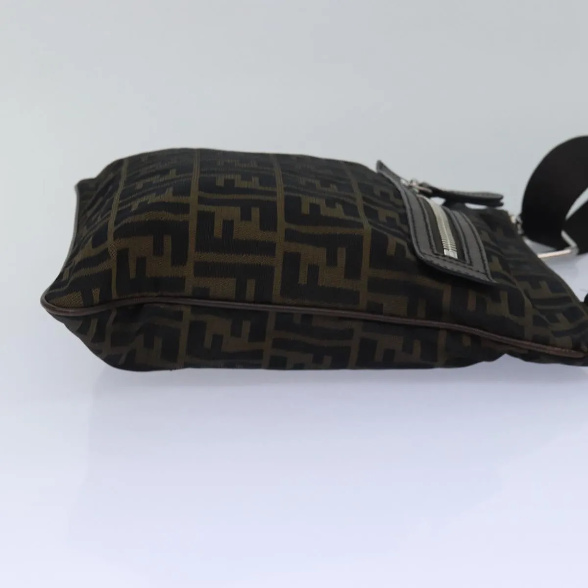 FENDI Zucca Canvas Shoulder Bag Brown Black bs15715