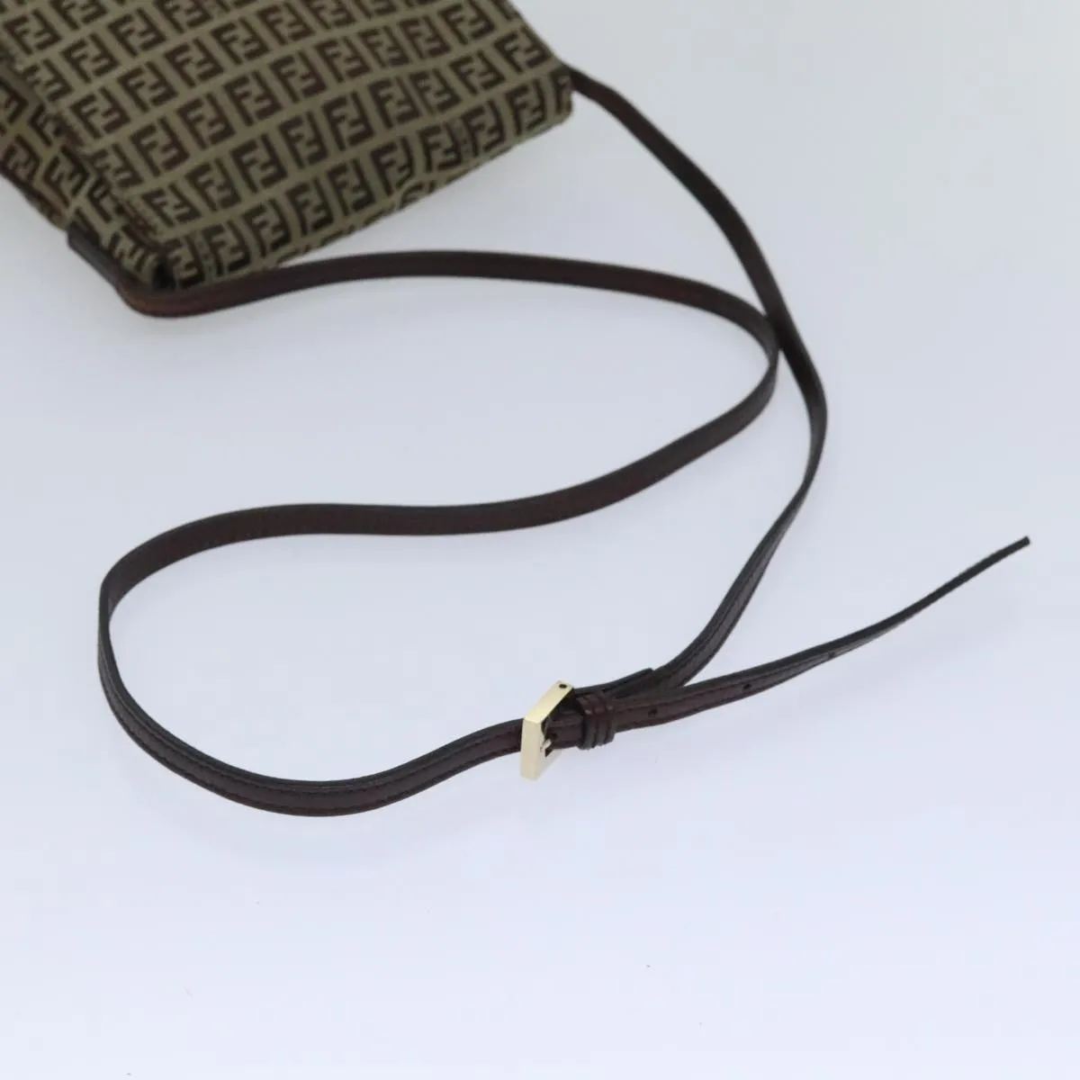 FENDI Zucchino Canvas Shoulder Bag Beige yk15249