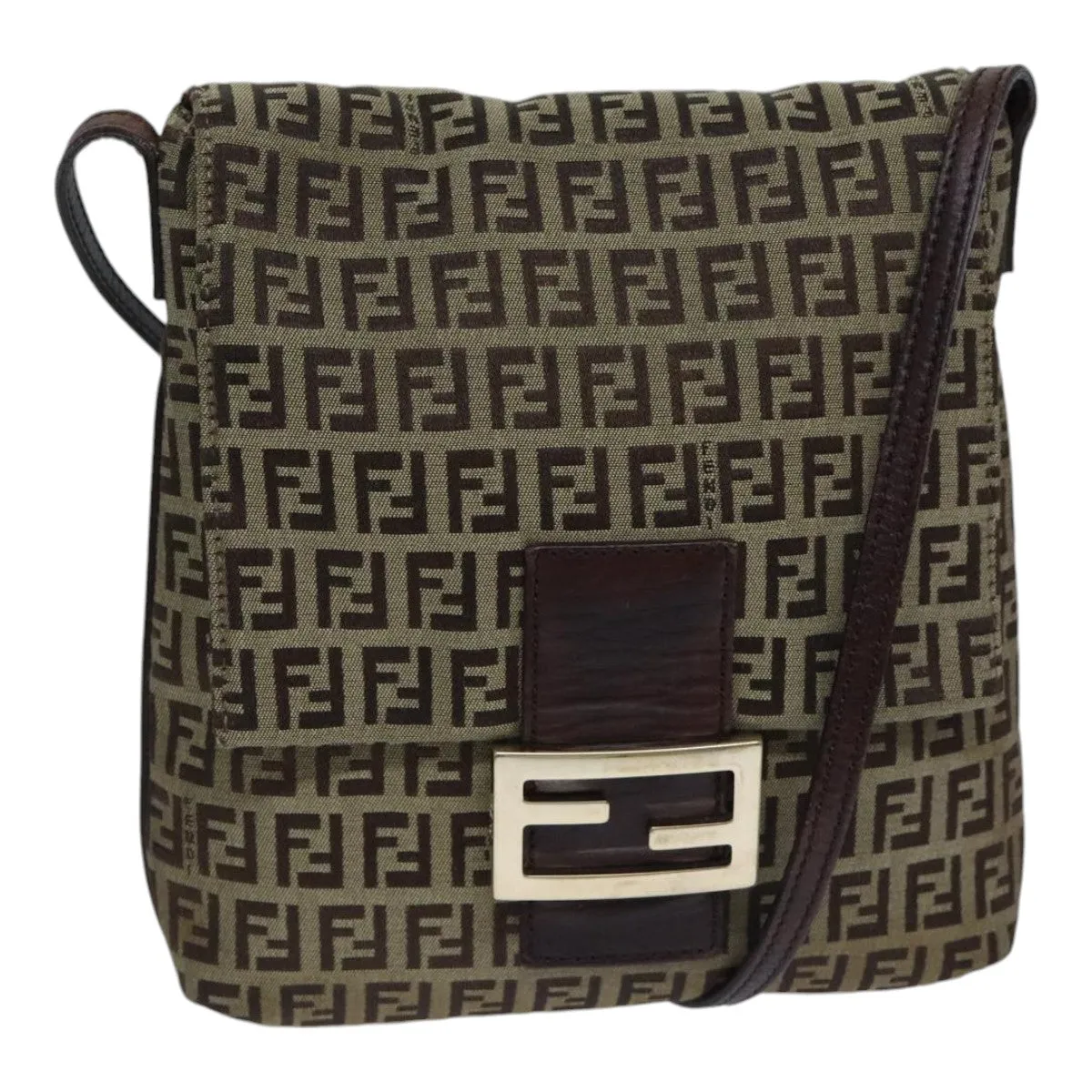 FENDI Zucchino Canvas Shoulder Bag Beige yk15249