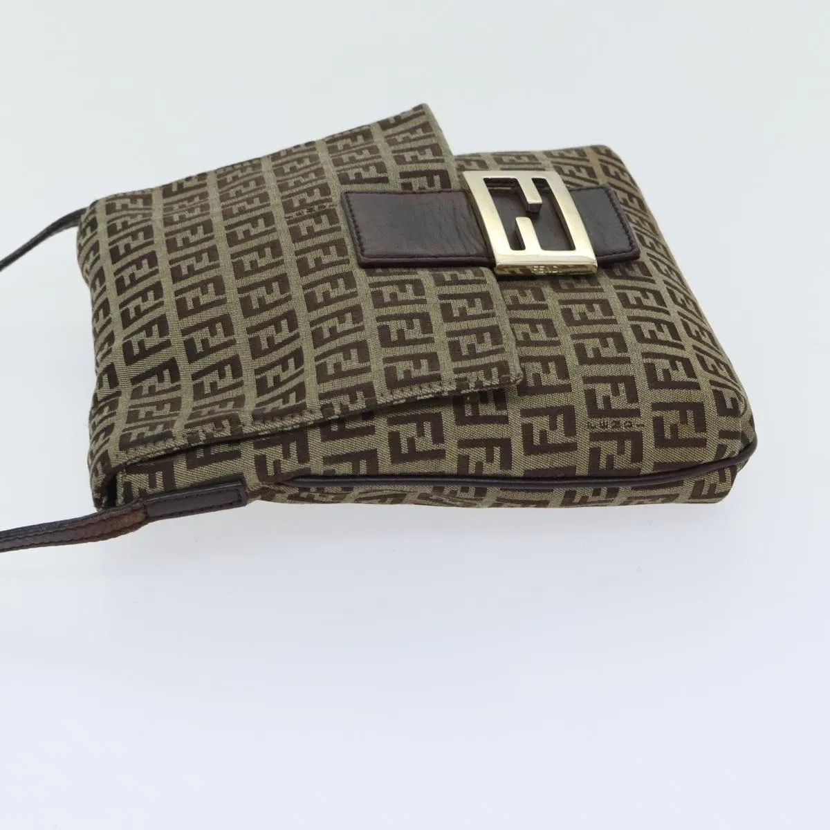 FENDI Zucchino Canvas Shoulder Bag Beige yk15249