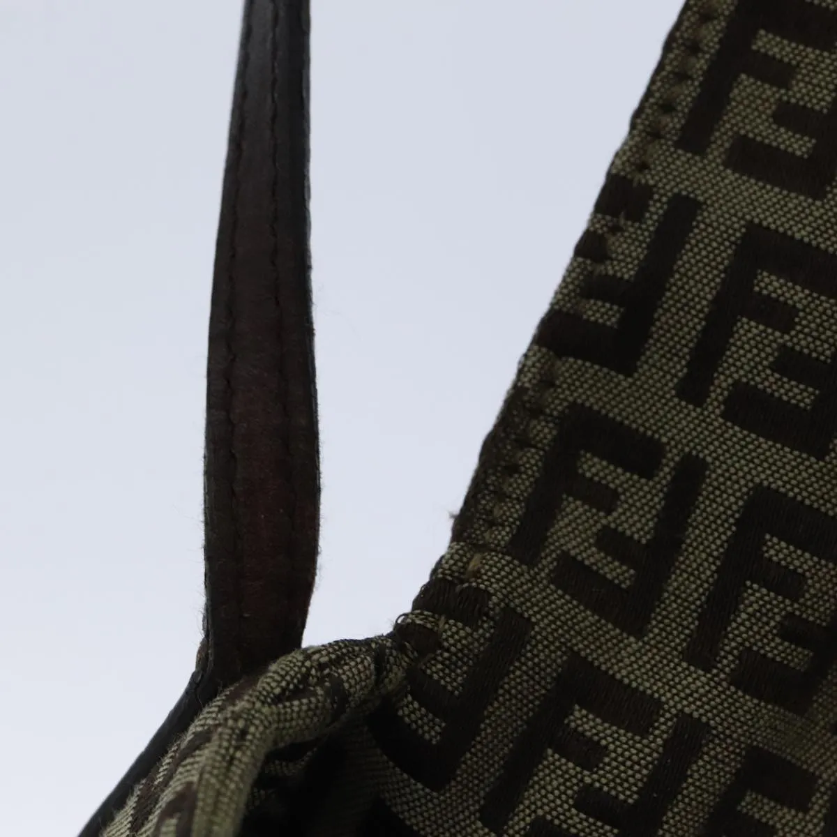 FENDI Zucchino Canvas Shoulder Bag Beige yk15249