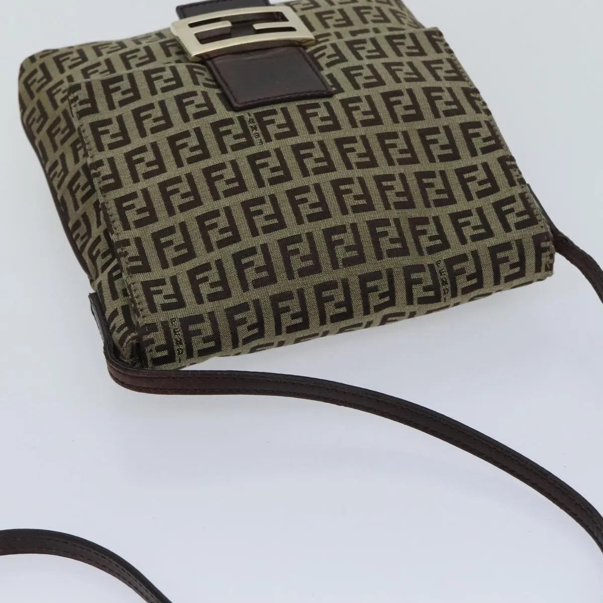 FENDI Zucchino Canvas Shoulder Bag Beige yk15249