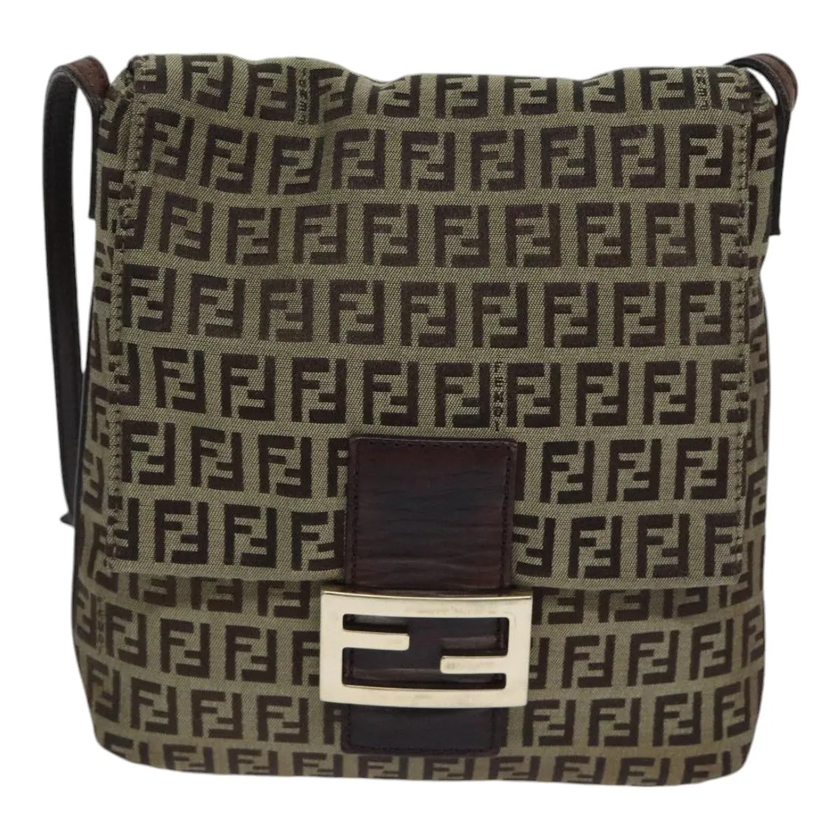 FENDI Zucchino Canvas Shoulder Bag Beige yk15249