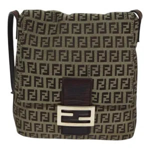 FENDI Zucchino Canvas Shoulder Bag Beige yk15249
