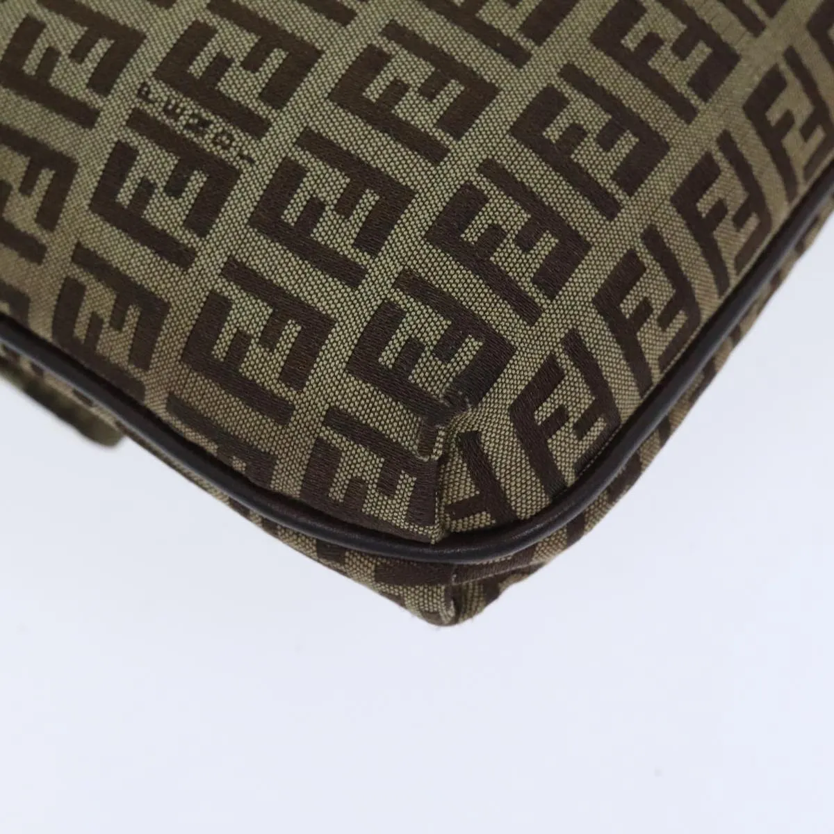 FENDI Zucchino Canvas Shoulder Bag Beige yk15249