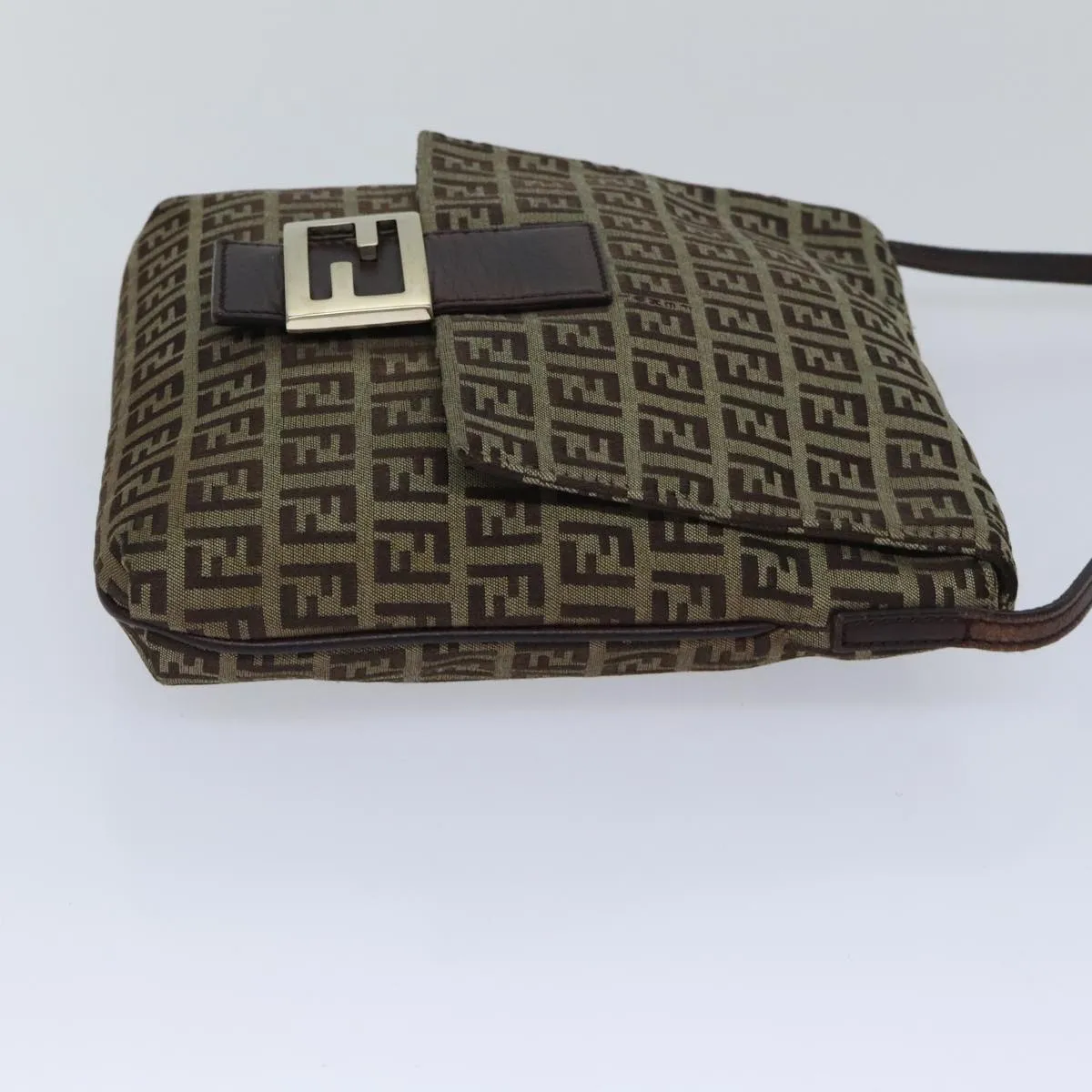 FENDI Zucchino Canvas Shoulder Bag Beige yk15249