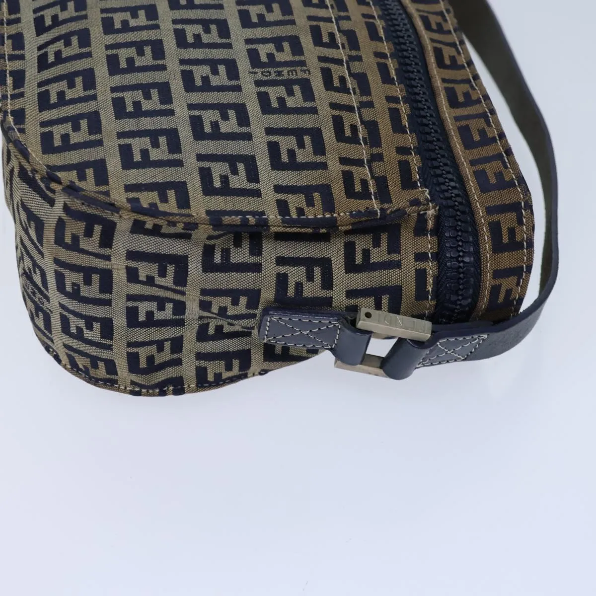 FENDI Zucchino Canvas Shoulder Bag Navy bs13705