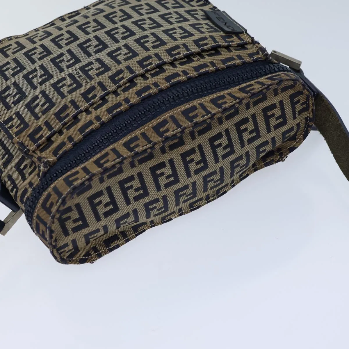 FENDI Zucchino Canvas Shoulder Bag Navy bs13705