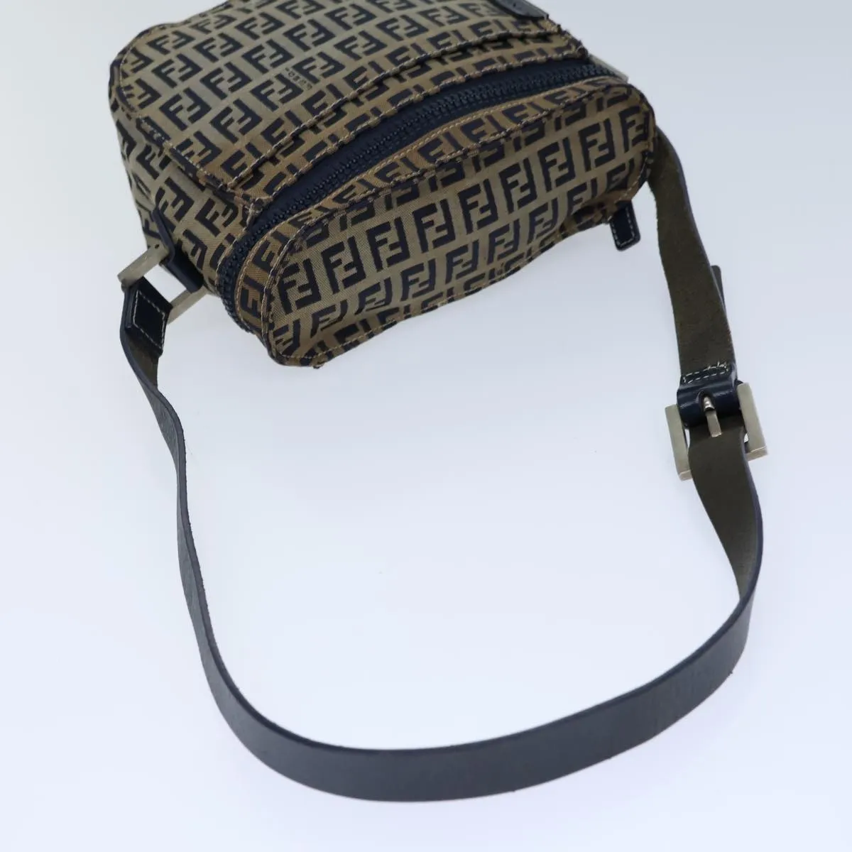 FENDI Zucchino Canvas Shoulder Bag Navy bs13705