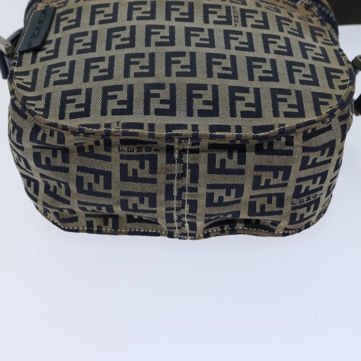 FENDI Zucchino Canvas Shoulder Bag Navy bs13705