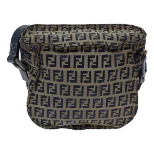 FENDI Zucchino Canvas Shoulder Bag Navy bs13705