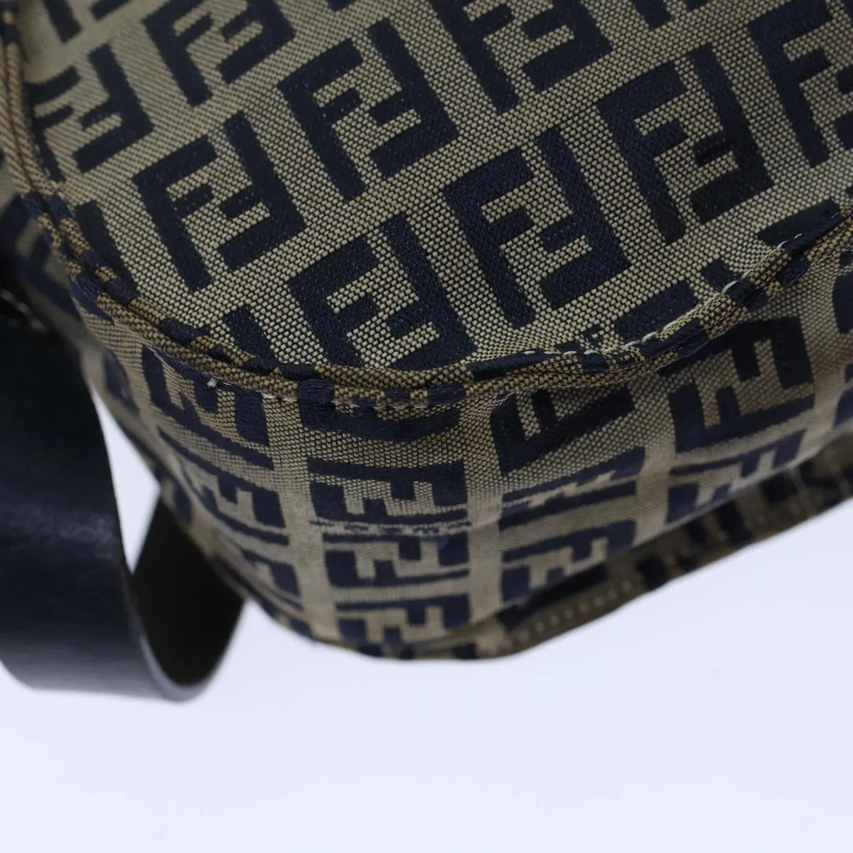 FENDI Zucchino Canvas Shoulder Bag Navy bs13705