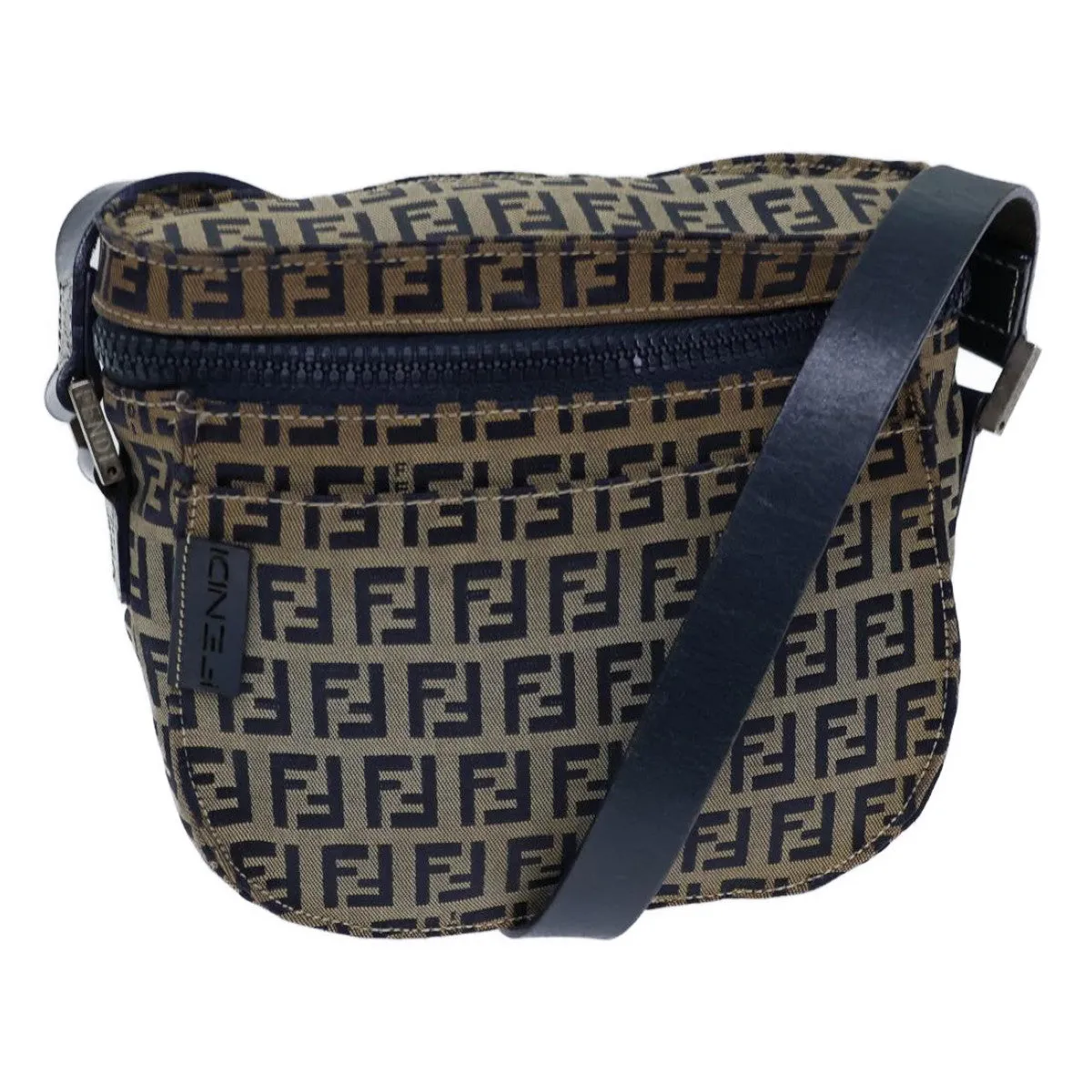 FENDI Zucchino Canvas Shoulder Bag Navy bs13705