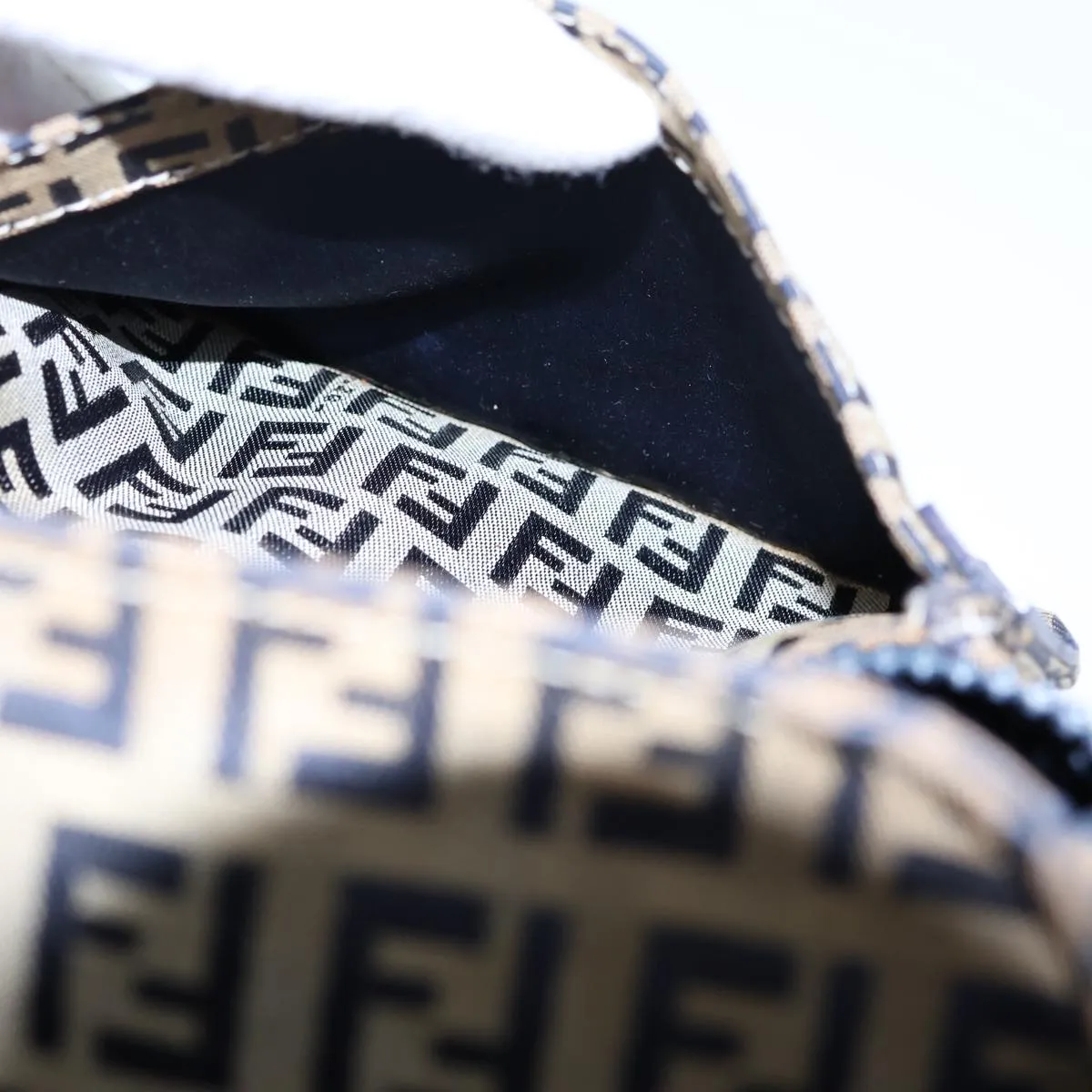 FENDI Zucchino Canvas Shoulder Bag Navy bs13705