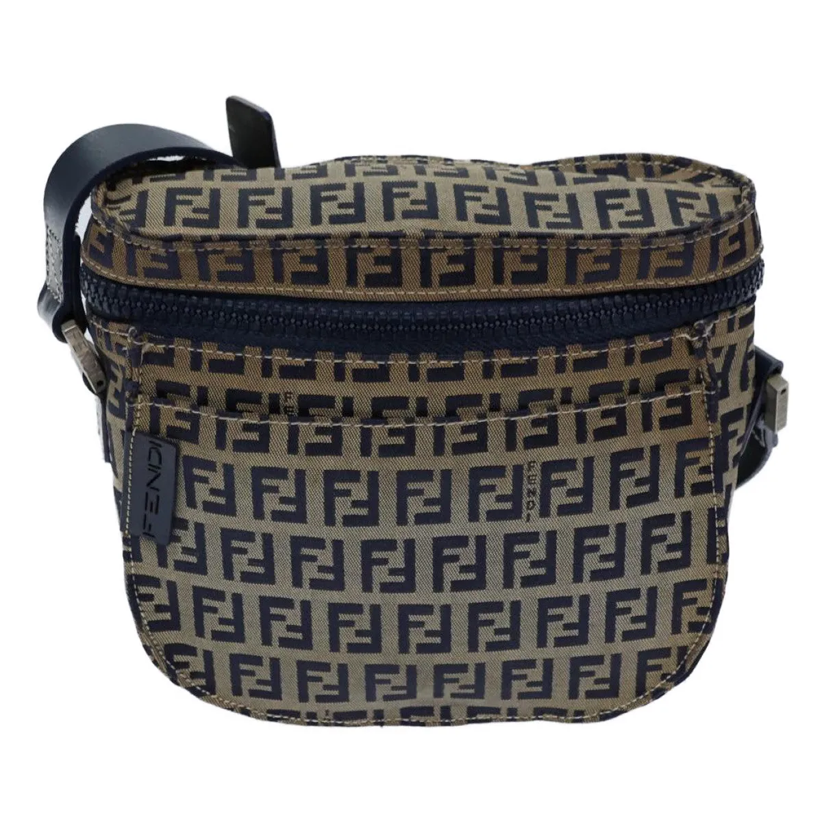 FENDI Zucchino Canvas Shoulder Bag Navy bs13705