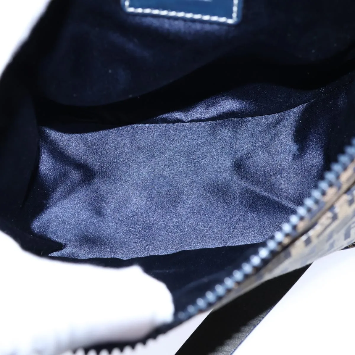 FENDI Zucchino Canvas Shoulder Bag Navy bs13705