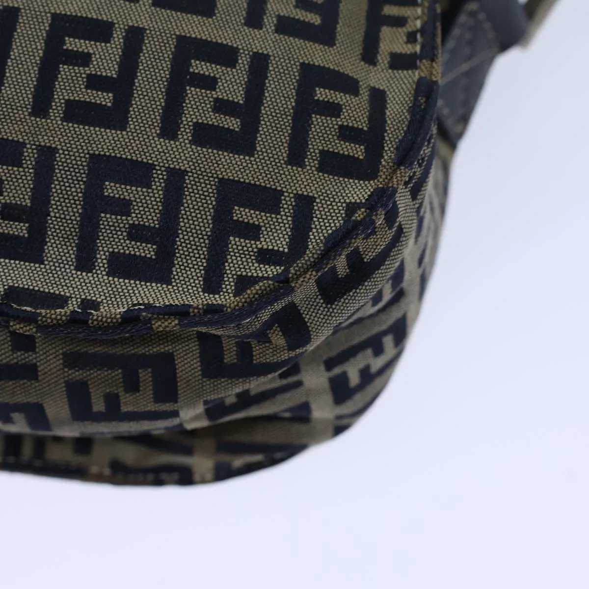 FENDI Zucchino Canvas Shoulder Bag Navy bs13705
