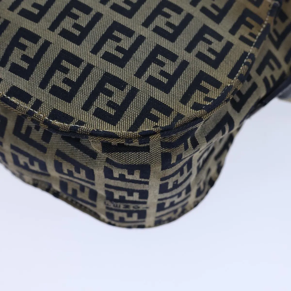 FENDI Zucchino Canvas Shoulder Bag Navy bs13705