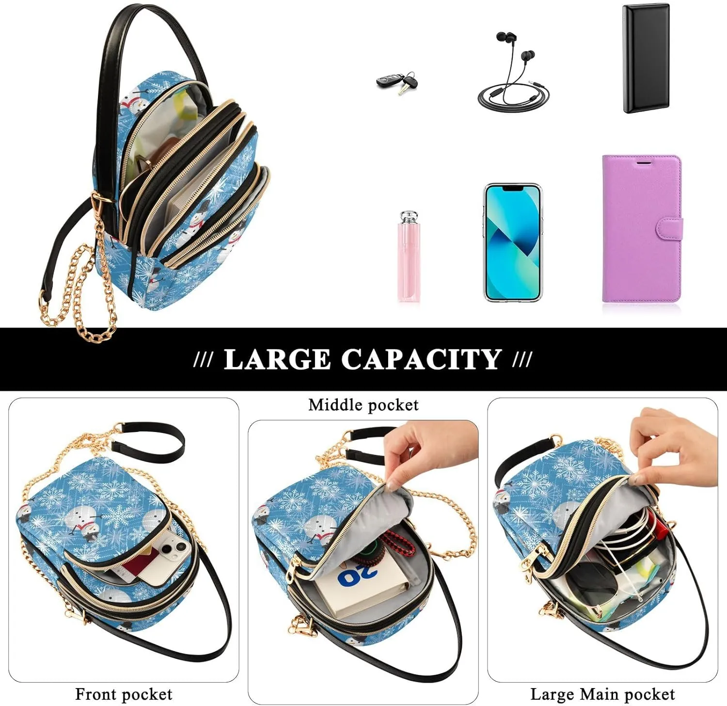 Festive Cell Phone Purse Crossbody Handbag Durable Shoulder Bag