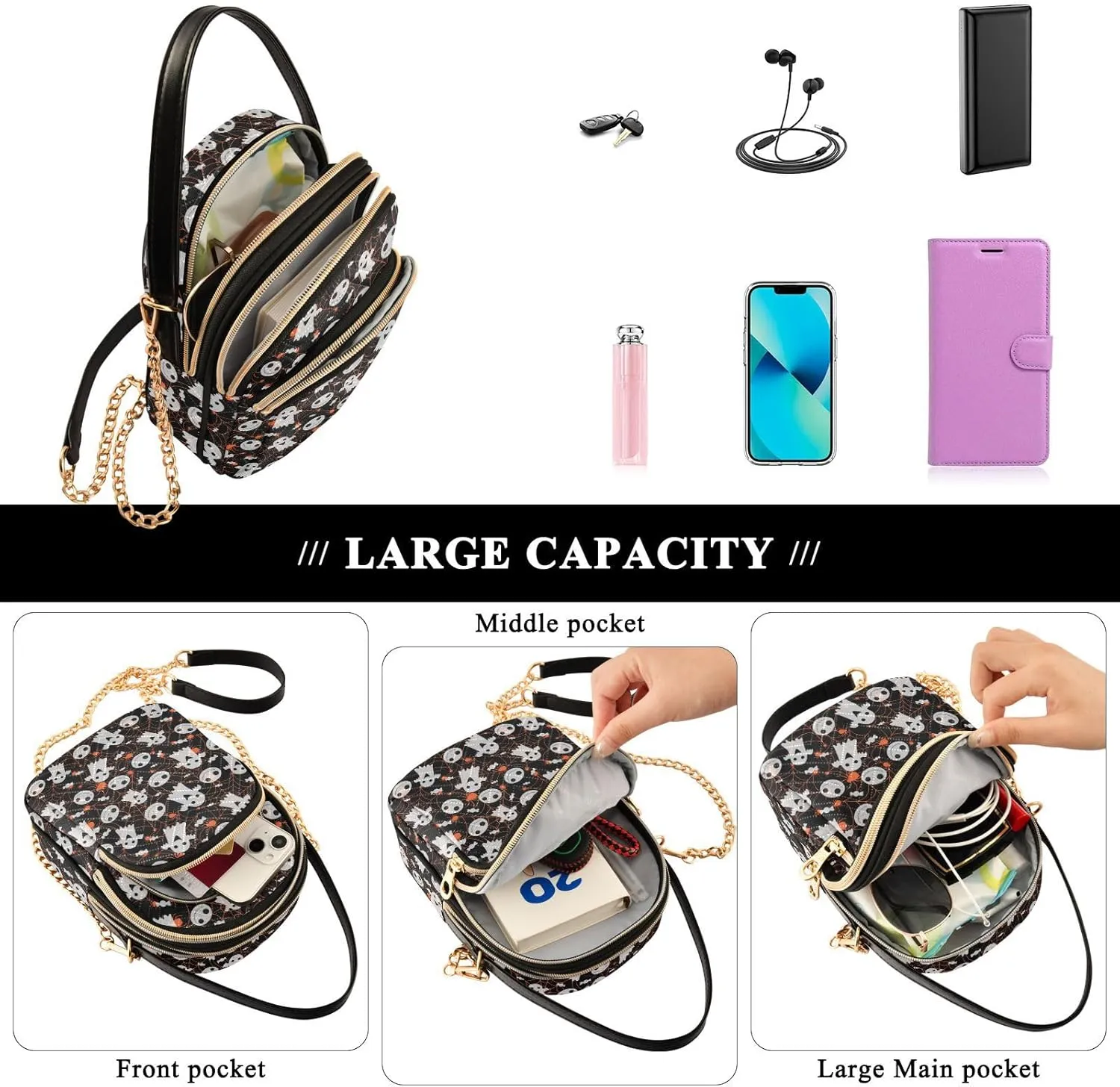 Festive Cell Phone Purse Crossbody Handbag Durable Shoulder Bag