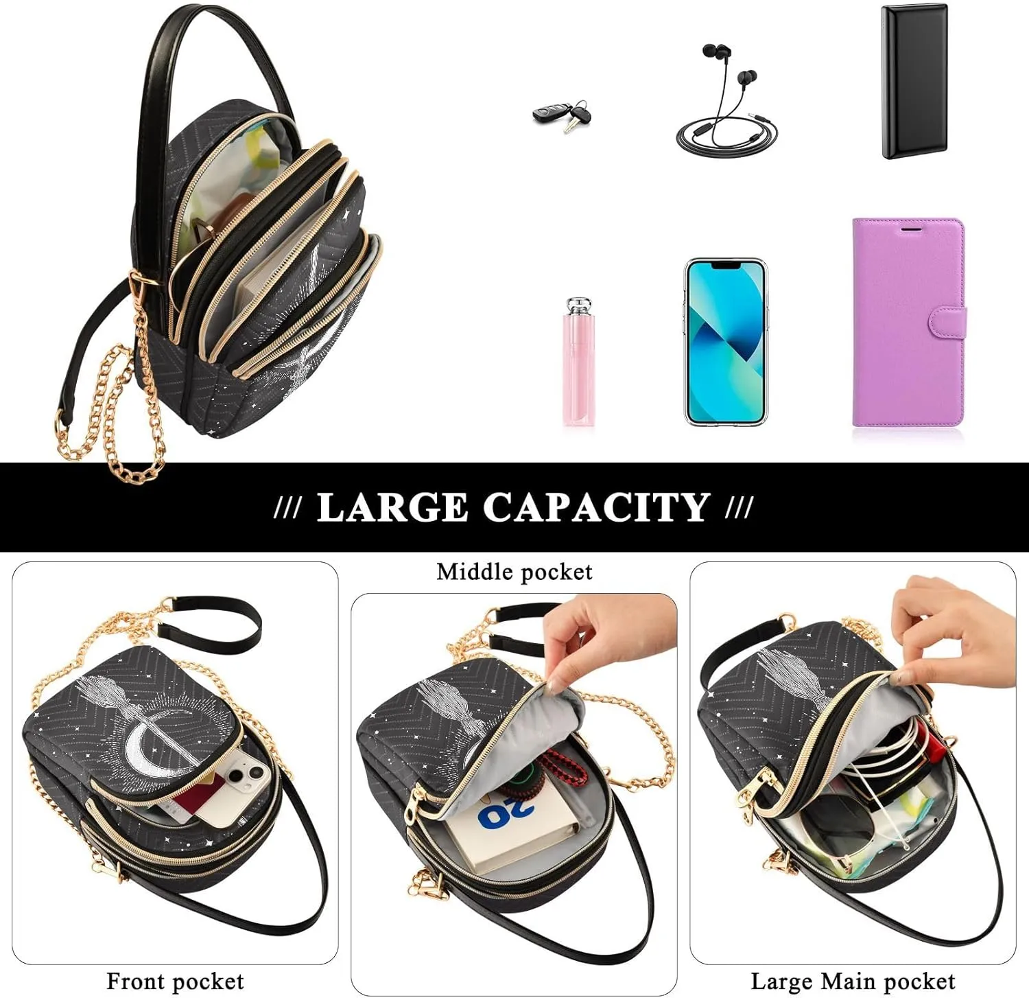 Festive Cell Phone Purse Crossbody Handbag Durable Shoulder Bag