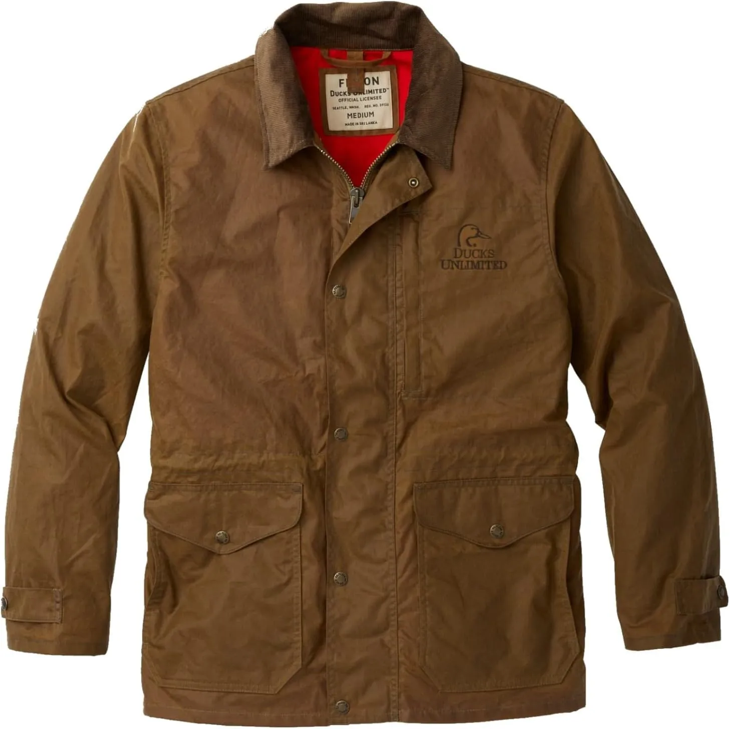 Filson Ducks Unlimited Cover Cloth Mile Marker Coat Rugged Tan (Medium)