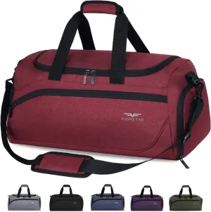 FIORETTO 35L Mens Sports Gym Duffle Bag with Wet Pocket & Shoe Compartment, Overnight Weekender Bag with Padded Shoulder Strap, Ideal for Travel, Gym, Sports, Swimming, Red