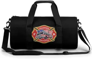 Firefighting Truck Cylindrical Gym Duffle Bag Foldable Weekender Bags Lightweight Travel Handbag