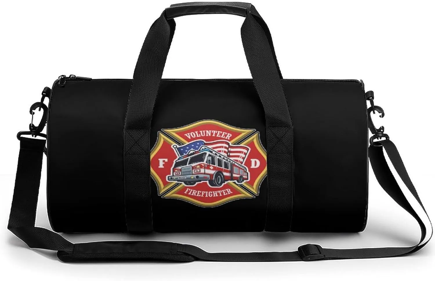 Firefighting Truck Cylindrical Gym Duffle Bag Foldable Weekender Bags Lightweight Travel Handbag